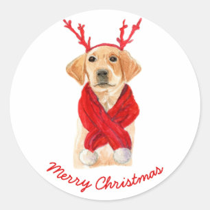 Cute Festive Kerstmis Labrador Puppy Ronde Sticker