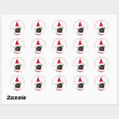 Cute Festive-kerstzwarte puppy Santa Ronde Sticker (Vel)