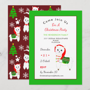 Cute Festive Llama-kerstfeestfeest Kaart