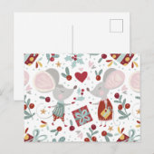Cute Festive Mice Couple Feestdagen Pattern Briefkaart (Voorkant / Achterkant)