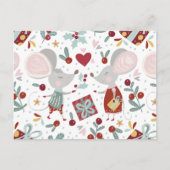 Cute Festive Mice Couple Feestdagen Pattern Briefkaart (Voorkant)