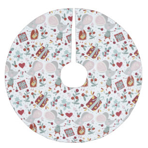 Cute Festive Mice Couple Feestdagen Pattern Kerstboom Rok