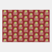 Cute Festive Mushroom and Frog Pattern Kerstmis Inpakpapier Vel (Voorkant 3)