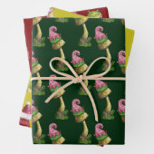 Cute Festive Mushroom and Frog Pattern Kerstmis Inpakpapier Vel (In situ)
