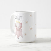 Cute Festive Naughty or Nice Angel Pig Holiday  Koffiemok (Voorkant links)