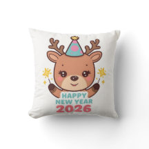 cute festive new year pillow 2026