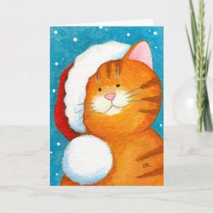 Cute Festive Oranje Tabby Cat-kerstkaart Feestdagen Kaart