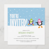 Cute Festive Penguin | Uitnodiging feestdag (Voorkant / Achterkant)