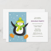 Cute Festive Penguin | Uitnodiging feestdag (Voorkant / Achterkant)