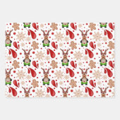 Cute Festive Red Christmas Reindeer Inpakpapier Vel (Voorkant)