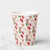 Cute Festive Red Christmas Reindeer Papieren Bekers (Rechts)