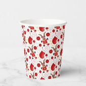 Cute Festive Red Christmas Reindeer Papieren Bekers (Rechts)