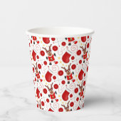 Cute Festive Red Christmas Reindeer Papieren Bekers (Voorkant)