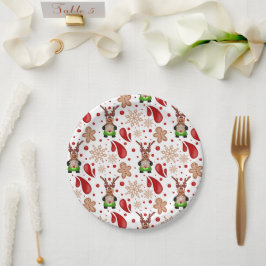 Cute Festive Red Christmas Reindeer Papieren Bordje