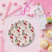 Cute Festive Red Christmas Reindeer Papieren Bordje (Feest)