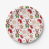 Cute Festive Red Christmas Reindeer Papieren Bordje (Voorkant)