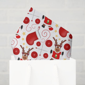 Cute Festive Red Christmas Reindeer Tissuepapier