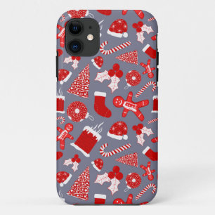 Cute Festive Red Illustrations kerstpatroon Case-Mate iPhone Case