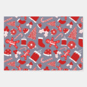 Cute Festive Red Illustrations kerstpatroon Inpakpapier Vel (Voorkant 3)