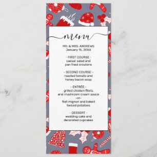 Cute Festive Red Illustrations kerstpatroon Menu
