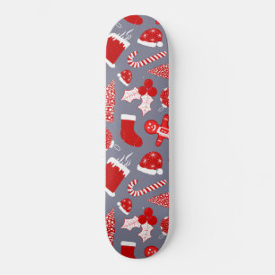 Cute Festive Red Illustrations kerstpatroon Persoonlijk Skateboard