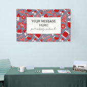 Cute Festive Red Illustrations kerstpatroon Spandoek (Beurs)