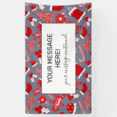 Cute Festive Red Illustrations kerstpatroon Spandoek (Verticaal)