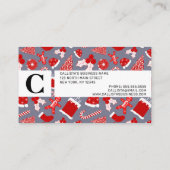 Cute Festive Red Illustrations kerstpatroon Visitekaartje (Achterkant)