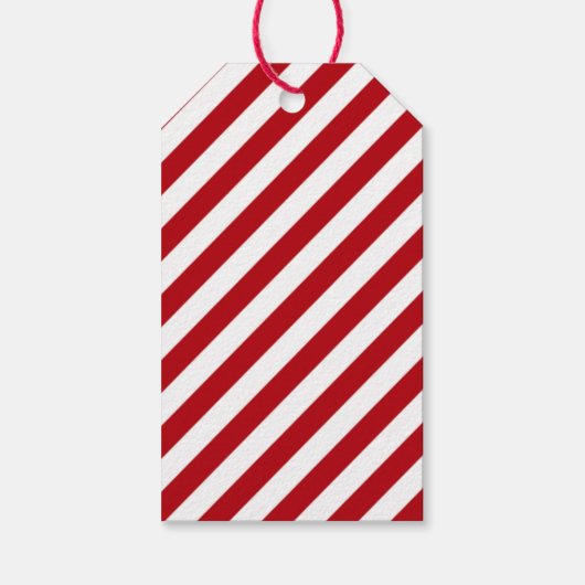 Cute Festive Red Striped Merry-kerstfeest Cadeaulabel (Achterkant)
