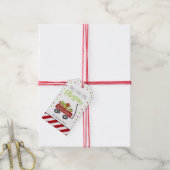 Cute Festive Red Striped Merry-kerstfeest Cadeaulabel (Met Touw)