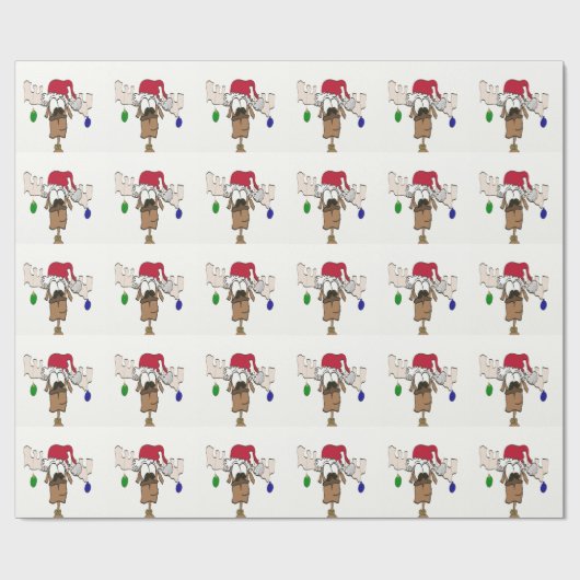 Cute Festive Reindeer Cadeaupapier (Vlak)