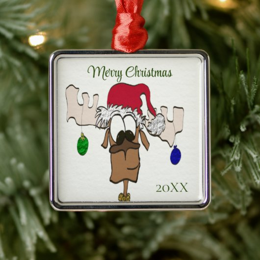 Cute Festive Reindeer Metalen Ornament (Boom)