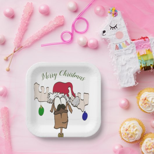 Cute Festive Reindeer Papieren Bordje (Feest)