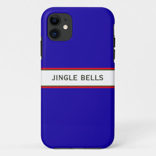 Cute Festive Royal Blue Modern Jingle Bells Text Case-Mate iPhone Case