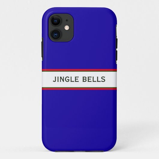 Cute Festive Royal Blue Modern Jingle Bells Text Case-Mate iPhone Case (Achterkant)