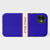 Cute Festive Royal Blue Modern Jingle Bells Text Case-Mate iPhone Case (Achterkant (horizontaal))