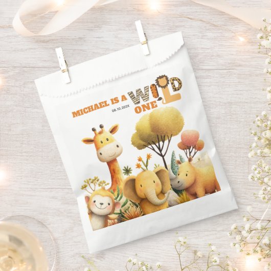 Cute Festive Safari Animals WILD ONE 1st Birthday Bedankzakje (Geknipt)