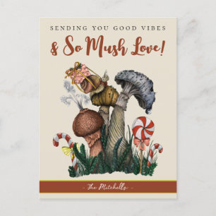 Cute Festive Snail Merry Magic Mushroom Kerstmis Briefkaart