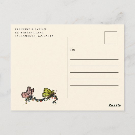 Cute Festive Snail Merry Magic Mushroom Kerstmis Briefkaart (Achterkant)