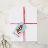 Cute Festive Snowman Pink Kerstmis Cadeaulabel (Met Touw)