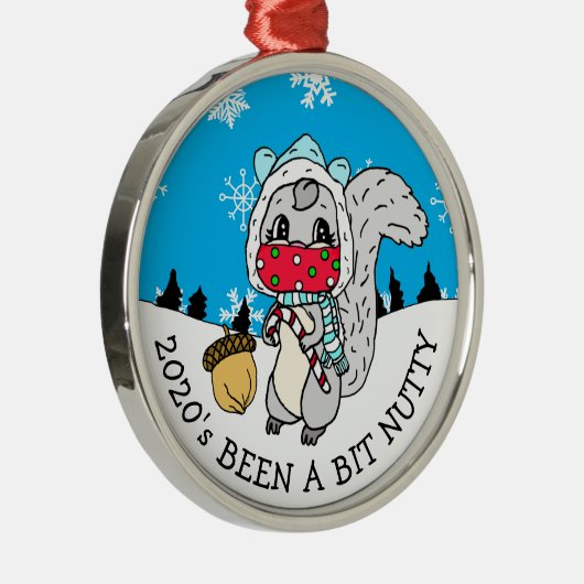 Cute Festive Squirrel 2020 is Nutty New Year Metalen Ornament (Rechts)