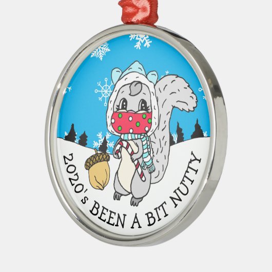 Cute Festive Squirrel 2020 is Nutty New Year Metalen Ornament (Links)