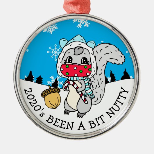 Cute Festive Squirrel 2020 is Nutty New Year Metalen Ornament (Voorkant)