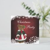 Cute Festive Teddy Bear Kerstparty Kaart (Staand voorkant)