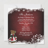 Cute Festive Teddy Bear Kerstparty Kaart (Achterkant)