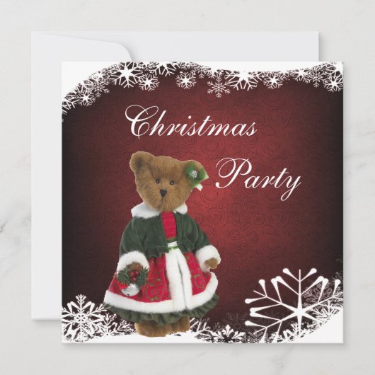 Cute Festive Teddy Bear Kerstparty Kaart (Voorkant)