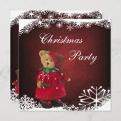 Cute Festive Teddy Bear Kerstparty Kaart (Voorkant / Achterkant)