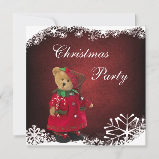 Cute Festive Teddy Bear Kerstparty Kaart (Voorkant)