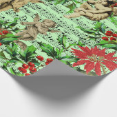 Cute Festive Vintage Angel Cherubs Holly Kerstmis Cadeaupapier (Hoek)