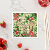 Cute Festive Vintage Angel Cherubs Holly Kerstmis Servet (Insitu)